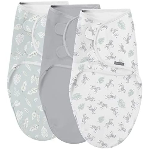 SwaddleMe® Original Swaddle – Size Small/Medium, 0-3 Months, 3-Pack (Jungle Drops) Easy to Use Newborn Swaddle Wrap Keeps Baby Cozy and Secure and Helps Prevent Startle Reflex