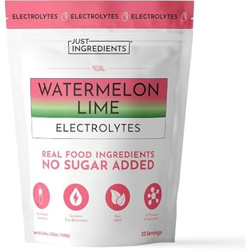 JUST INGREDIENTS Watermelon Electrolyte Powder - No Sugar - 30 Servings