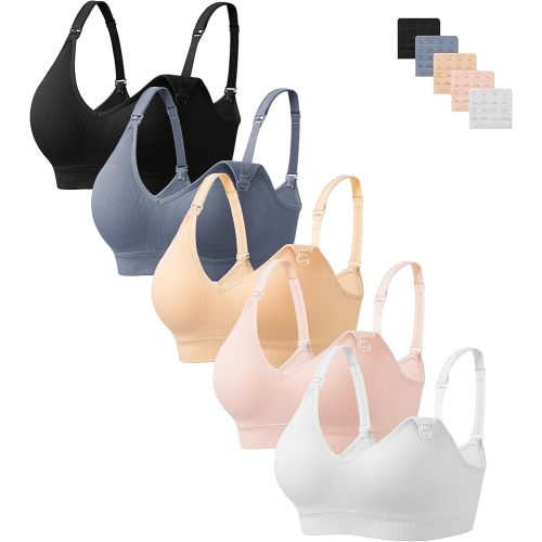 HBselect Nursing Bras for Breastfeeding Women Maternity Bras Seamless Wireless Pregnancy Sleep Bra with Bra Extenders