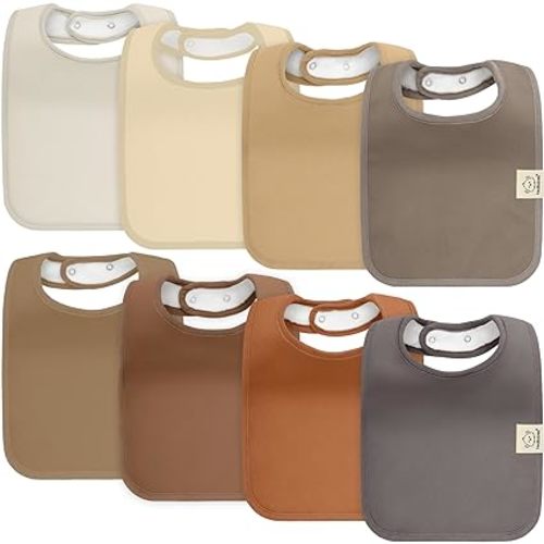 KeaBabies 8-Pack Organic Baby Bibs for Boys, Girls - Super Absorbent Cotton Drool Bibs for Baby Girl & Boy, Teething Toddler, Drooling Newborn, Ultra Soft & Machine Washable (Terracotta)
