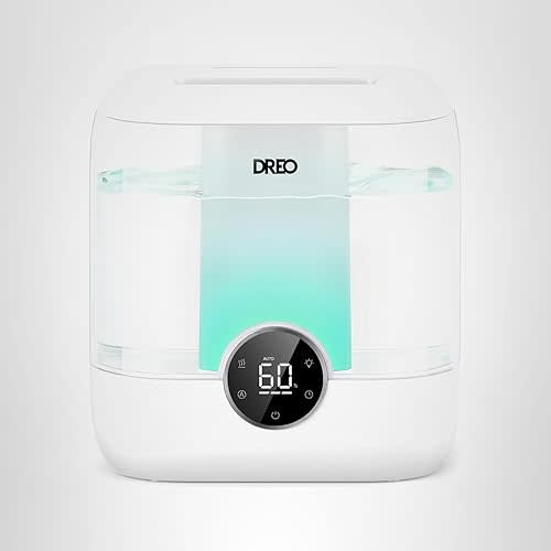 DREO 6L Top Fill Humidifiers for Bedroom, 60H Runtime 28 dB Quiet Supersized Cool Mist Air Humidifiers for Large Room, Baby Nursery, Plant, Indoor, Night Light, Easy to Clean, Precise Humidity Control