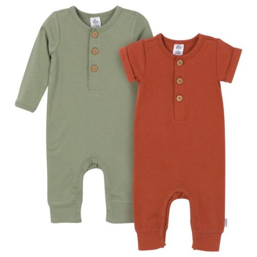 Gerber Baby Boys 2 Pack Long Leg Romper - Plaid - 6-9 Months