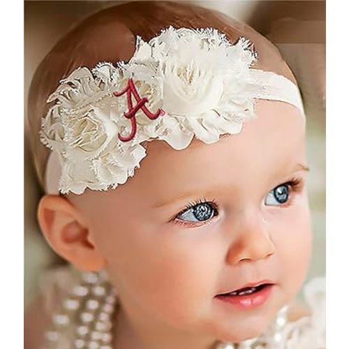 Alabama Crimson Tide Baby/Toddler Shabby Flower Headband Hair Bow