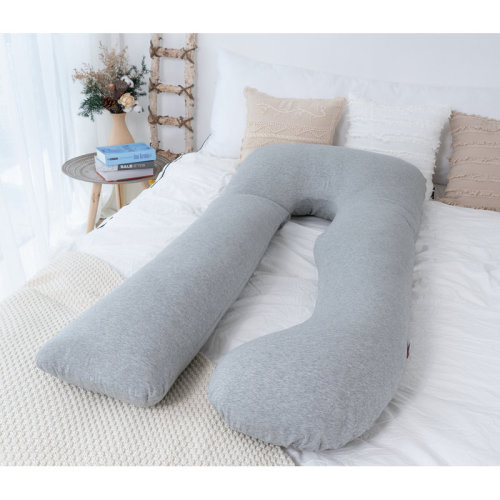 Alwyn Home Pregnancy Pillow, U Shaped Full Body Pillow, Nursing, Support and Maternity Pillow for Pregnant Women with Removable Velvet Cover (Grey) | Wayfair