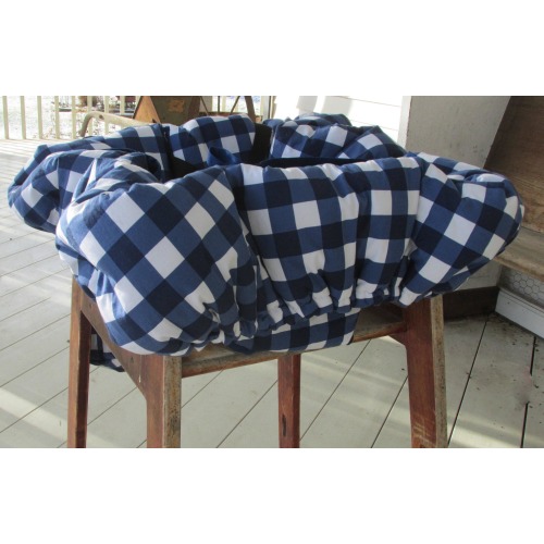 Baby Boy Shopping Cart Restaurant High Chair Shopping Buggy Cover - Navy Blue & White Gingham OR Maps - Ocean - Built-In Bag - Baby Boy Gift