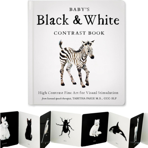 Baby's Black and White Contrast Book: High-Contrast Art for Visual Stimulation at Tummy Time (Tabitha Paige Children's Book Series)
