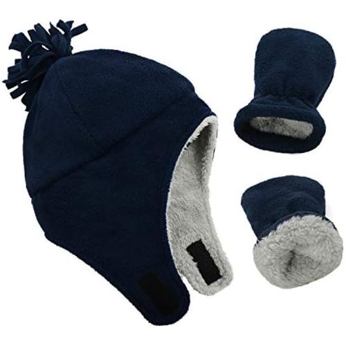 Baby Winter Hat and Mitten Set with Warm Sherpa-Fleece for Toddler & Infant