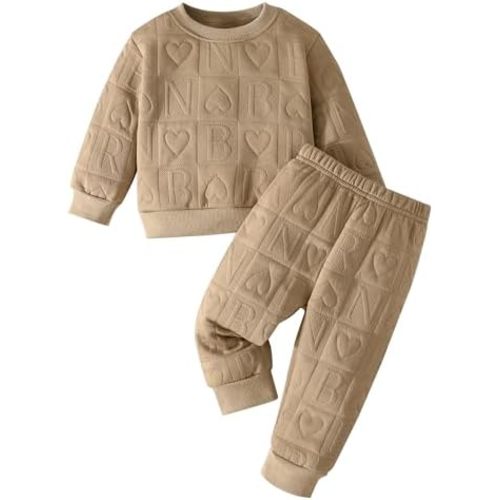 Jecson Baby Girl Clothes Toddler Outfits Quilted Heart Sweatshirt & Jogger Pants Fall Winter Sweatsuit 2Pcs Sets 3M-4T