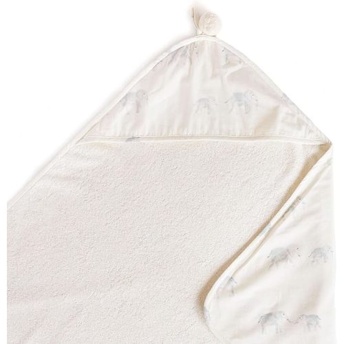 PEHR Hooded Towel, Follow Me Elephant | Absorbent French Terry & Soft Brushed 100% Cotton | 30” x 30”