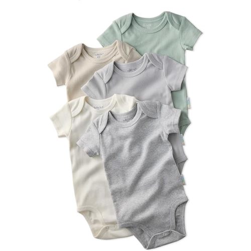 Butterblu Avery 5-Pack Short Sleeve Bodysuits 100% Organic Cotton for Baby Boys & Girls