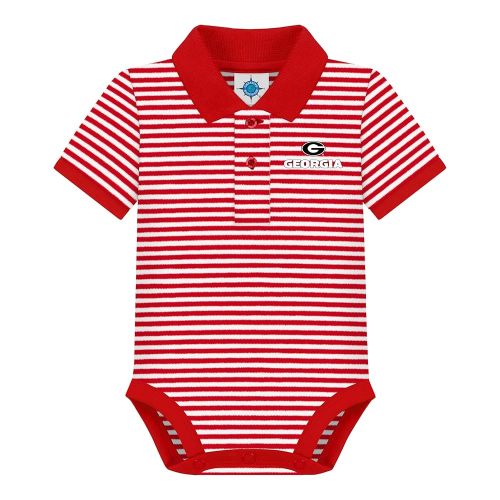 Creative Knitwear College Baby Striped Polo Bodysuit - Team Logo, Multiple Colors, for Boys & Girls (0-12 Months)