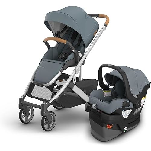 UPPAbaby Cruz V3 Stroller + Mesa V3 Car Seat Travel System Combo – Toddler Seat, Bumper Bar, Bug and Rain Shields, Car Seat Base, and Infant Insert Included – Callum (Stone Blue)