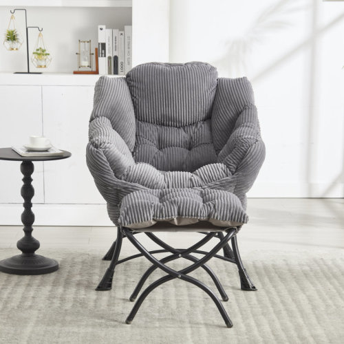 Winston Porter Modern Soft And Comfortable Accent Chair With Ottoman, Armrests And Side Pocket For Small Spaces & Reviews | Wayfair