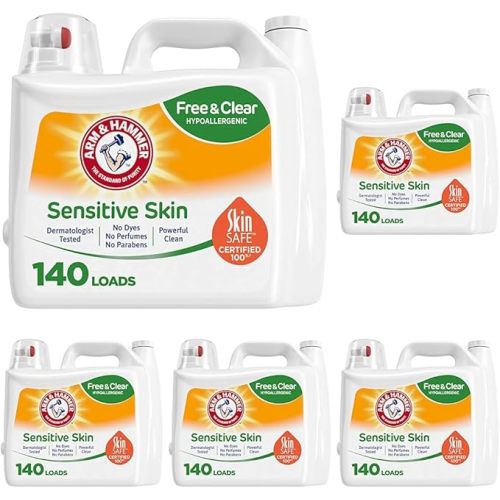 ARM & HAMMER Sensitive Skin Free & Clear, 140 Loads Liquid Laundry Detergent, 140 Fl oz