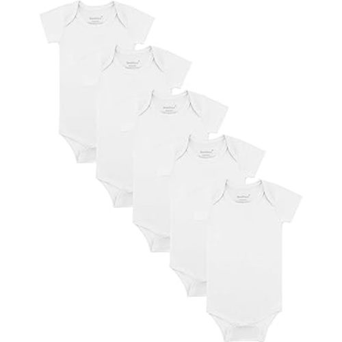 Baby Solid Bodysuit - Super Soft Rayon made from Bamboo - Short Sleeve Long Sleeve Newborn Infant Boy Girl - 5-Pack