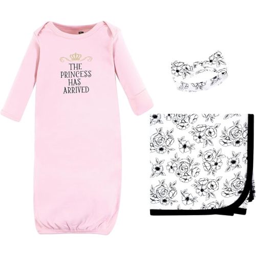 Hudson Baby Infant Girl Gown, Swaddle Blanket and Cap or Headband, Princess, 0-6 Months