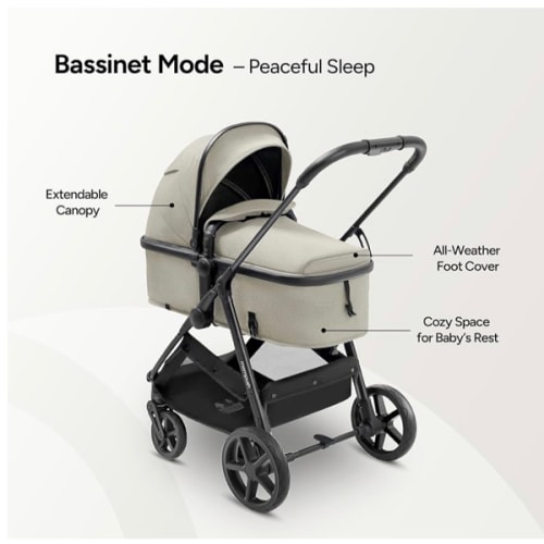 Mompush Wiz 2 in 1 Baby Stroller with Bassinet Mode, Convertible Infant Stroller for Newborn and Toddler with Reversible Seat and Large UPF 50+ Canopy