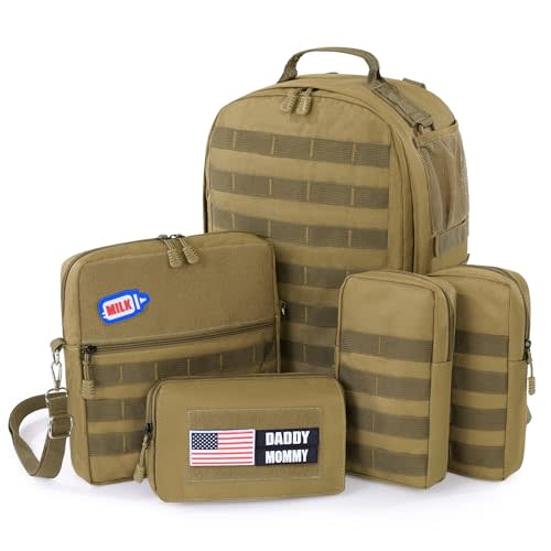 MABOZOO Baby Diaper Bag Backpack Combo with 4 Detached Bags, Diaper Bag with Changing Pad for Moms Dads, Dad Baby Backpack for Boys Girls