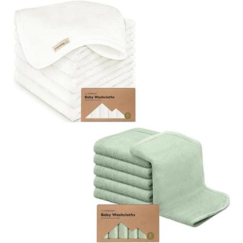 KeaBabies 6-Pack Organic Baby Washcloths - Soft Viscose Derived from Bamboo Washcloth, Baby Wash Cloths, Baby Wash Cloth for Newborn, Kids, Bath Baby Towels, Face Towel, Face Cloths for Washing Face