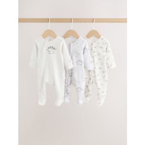 Buy Grey Baby Two Way Zip Sleepsuits 3 Pack (0-2yrs) from Next USA