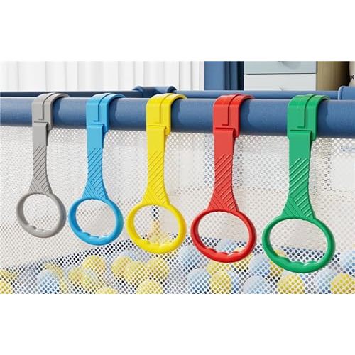 5pcs Walk Assistant Plastic Baby Crib Pull Rings for Baby Baby Pull Up Rings Cot Hanging Rings for Infant Baby Toddler Practice Tool (5 Color)