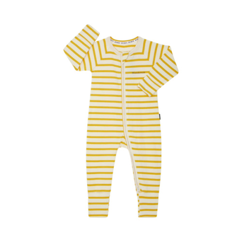 Bonds Wide Needle Rib Zippy | Baby Baby Coverall | Stripe Yellow