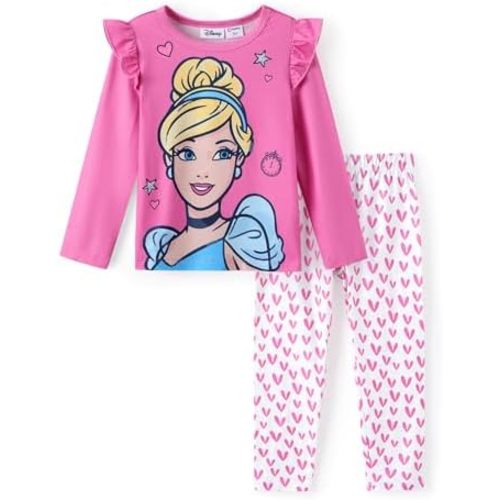 Disney Princess Toddler Girl Outfit Long Sleeve Shirt and Leggings 2PCS Girls Clothing Sets Fall Pullover Dailywear
