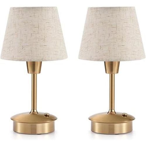 2 Pack Small Cordless Table Lamp for Restaurant Dinner Table, 5200mAh Battery Operated Lamps, Rechargeable Portable Dimmable Touch Bedside Night Light for Side End Table Dining Room Patio Outdoor