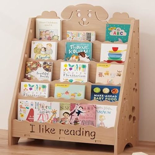 5-Tier Montessori Kids Bookshelf Organizer, Wooden Bookcase for Toddlers