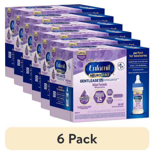 (6 pack) Enfamil NeuroPro Gentlease Ready-to-Feed Baby Formula for Easing Fussiness, Gas, Spit-up in 24hrs, 2 fl oz Bottle, 6 Count