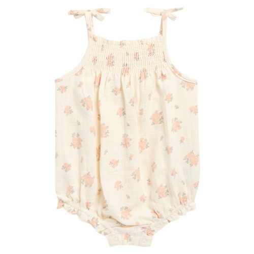 Smocked Yoke Organic Cotton Romper