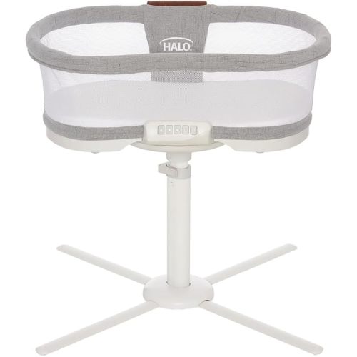 HALO BassiNest Luxe Swivel Sleeper - Over-Bed Baby Bassinet with 360° Rotation, Vibrations, White Noise, and Safe Close-Sleeping Design, Dove Grey Tweed