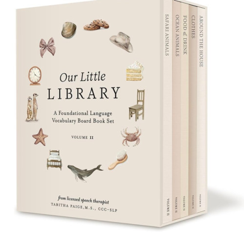 Our Little Library Vol. 2: First 100 Words Board Book Box Set, including Ocean Animals, Safari Animals, Food and Drink, Clothes, and Around the House (Tabitha Paige Children's Book Series)