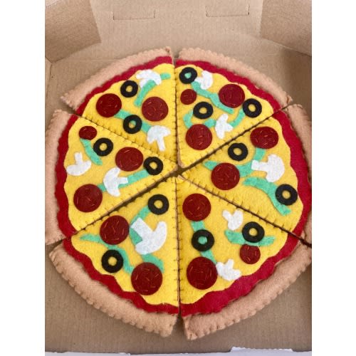 Felt Play Pizza with Box, Pretend Food