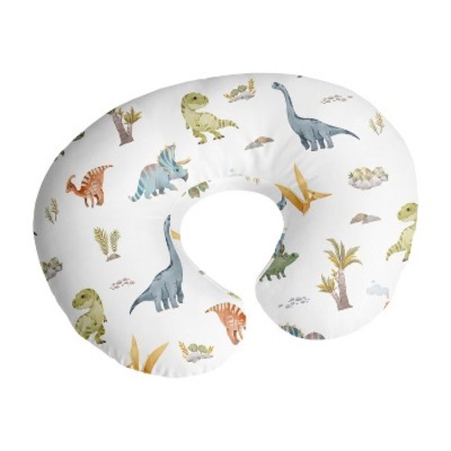 Sweet Jojo Designs Boy Support Nursing Pillow Cover  Watercolor Dinosaur Dino Multicolor