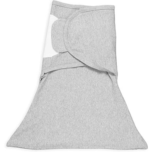 SleepingBaby Zippy Swaddle - 100% Cotton Newborn Swaddle Transition Wearable Blanket with Bottom Zipper - Secure, Breathable for Safer Sleep - Heather Grey - Small/Medium (7-13 lbs)