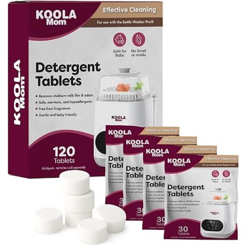 Detergent Tablets for Bottle Washer Compatible with Momcozy, Baby Breeza, Grownsy & All Bottle Washers - Removes Milk Residue, Grease & Odor from Bottles & Pump Parts - 120 PCS