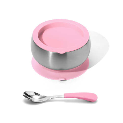 Avanchy | Stainless Steel Baby Bowl + Spoon. BLW Suction Feeding Bowl