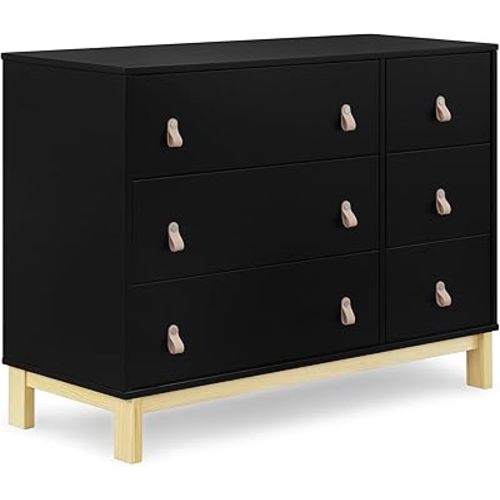 GAP babyGap Legacy 6 Drawer Dresser with Leather Pulls and Interlocking Drawers - Greenguard Gold Certified, Ebony/Natural
