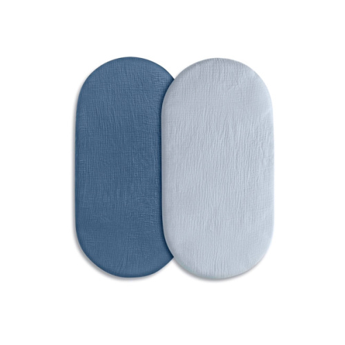 Muslin Bassinet Fitted Sheets 2 Pack, Soft Breathable Cotton Baby Bassinet Mattress Sheet Set, 360° Elastic Snug Fit, Universal for Oval, Rectangle & Hourglass Cradle, Baby Bedding (Elegant Colors)