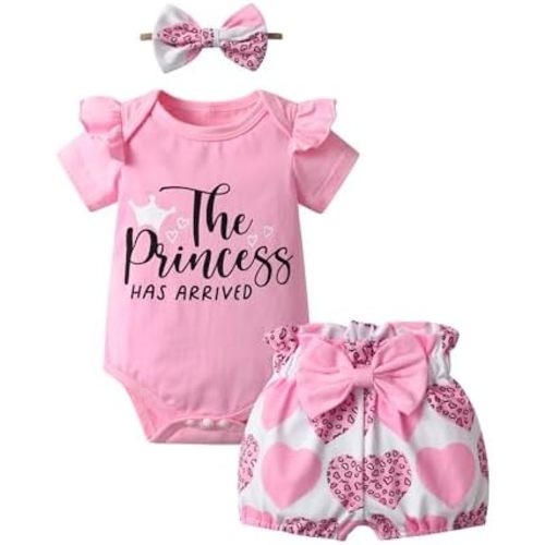 Baby Girl Clothes Newborn Infant Outfit Ruffle Romper and Short Pants Clothing Sets for Summer Baby Girl