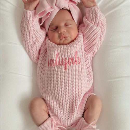 Super Chunky Knit Romper - Ballerina Pink