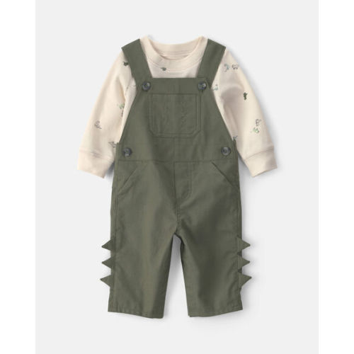 Baby Boy 2-Piece Dinosaur Long-Sleeve Overall Set - Olive Green | Carter's