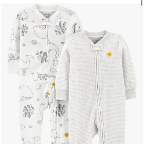 Simple Joys by Carter's Unisex Baby 2-way Zip Thermal Footed Sleep and Play, Pack of 2