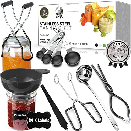 LEONICE Canning Supplies,Home Canning Starter kit for Beginner Full Set | Food-Grade Stainless Steel, 3 in 1 Lid Lifter,Complete Canning Set Essential Tools for for Water Bath & ,Pressure Canner,Pot