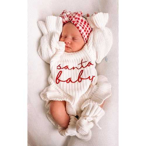 Santa Baby Christmas White Frill Romper