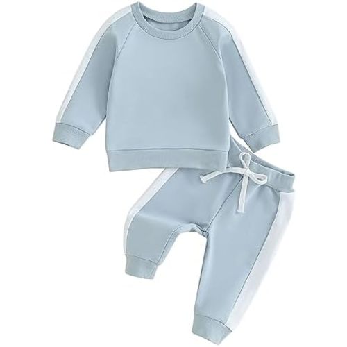 Fernvia Toddler Baby Girl Clothes 3 6 9 12 18 24 Months Fall Outfits Solid Long Sleeve Sweatshirt Tops + Pants Set