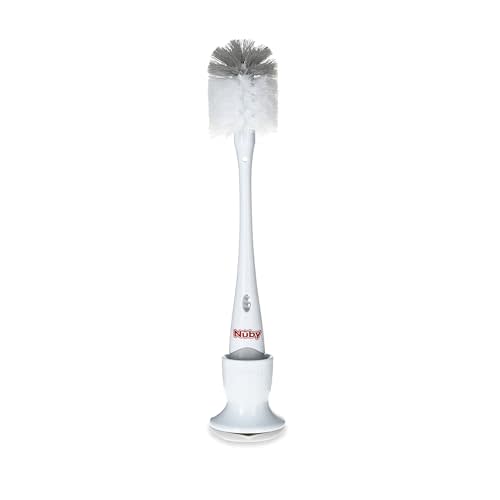 Nuby 2-in-1 Bottle and Nipple Brush | Stand - Gray