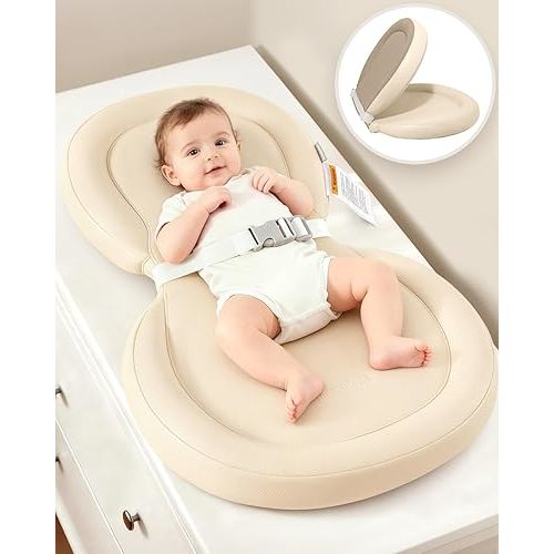 Baby Changing Pad, Soft, Foldable Leather Diaper Changing Pad, Contoured Changing Table Pads for Dresser, Waterproof & Non-Slip Wipeable, 30"X19", Yellow