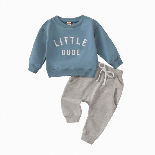 Xudanell Boy Baby Clothes Boys Winter Trousers Suit Letter Print Sweatshirt Pullover Tops + Pants Outfits Set 3 6 12 18 24 Months 2T 3T Boy Clothes